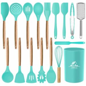 Mibote 17 Pcs Silicone Cooking Kitchen Utensils Set with Holder