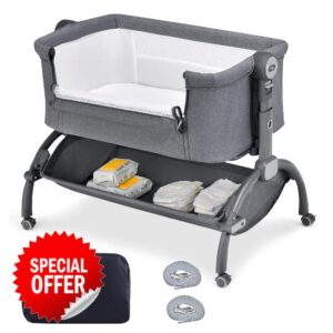 COSTWAY 3-in-1 Baby Bedside Crib