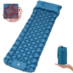 NHOWIN Self-Inflating Camping Mat 9CM Portable Ultralight Inflatable Sleeping Mat Folding Camping Mattress with Pillow Waterproof Connectable Double Camping Air Bed for Camping