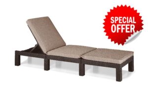 Allibert by Keter Daytona Deluxe Outdoor Garden Sun lounger - Brown with Taupe Cushio