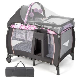 COSTWAY 4 in 1 Foldable Travel Cot