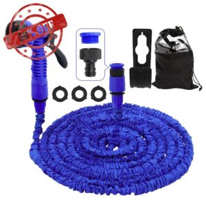 kitnice Expandable Garden Hose 100FT - Flexible Hose Pipe with Spray Gun. Ideal for Gardening