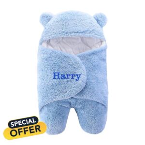 Varsany Luxurious Blue Baby Hooded Swaddle