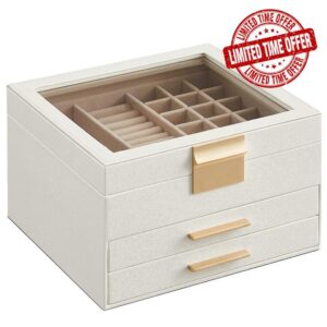 SONGMICS Jewellery Box with Glass Lid