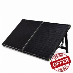 Goal Zero Boulder 100 Briefcase Solar Panel 100 W Total 2 X 50 W Panels Fabric Carry Case Integrated Kick Stand Output 8 mm Solar port male: 14-22 V