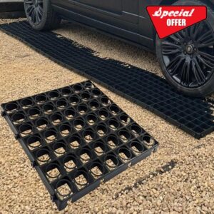 Plastic Paving Driveway Grid For Turf Grass Lawn Shed Greenhouse Base Path Paver Gravel Protector Drainage Mat (16 Grids)