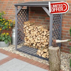 Callow Retail Log Store and Firewood Log Storage Rack in grey for Garden Log storage and Log drying and seasoning