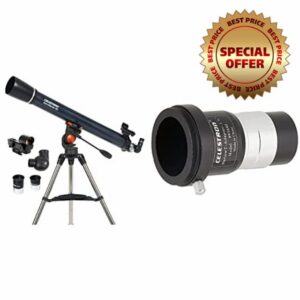 Celestron 21063 AstroMaster 90AZ Refractor Telescope & 93640 1.25 Inch Universal Barlow and T-Adaptor