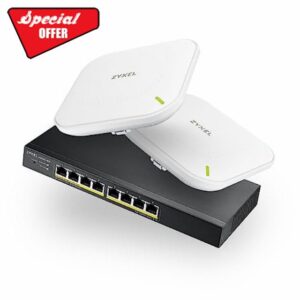 Zyxel Nebula Simplicity Starter Kit 2x WiFi 6 Access Points & 8-Port PoE Smart managed Switch [NWA90AX & GS1915-8EP]