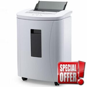iOCHOW Auto Feed Paper Shredder: 150-Sheet Micro Cut Security Level P-4 Shreds Document & Credit Card Quiet Commercial Heavy Duty Shredder Continuous Running Time 30 Minutes with 25L Pull-out Bi