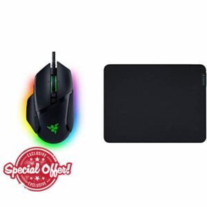 Razer Basilisk V3 - Wired Customisable Gaming Mouse Black & Gigantus V2 Medium - Soft Medium Gaming Mouse Mat for Speed and Control (Non-Slip Rubber