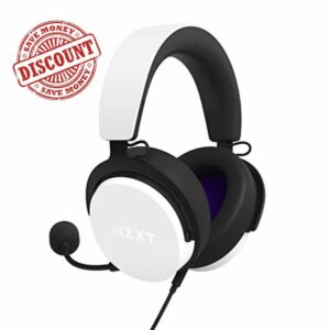 NZXT Relay Wired PC Gaming Headset - AP-WCB40-W2 -Hi-Res Audio Certified - DTS Headphone:X - 7.1 Surround Sound - Lightweight & Comfortable Design - Detachable Microphone - CAM Software - White
