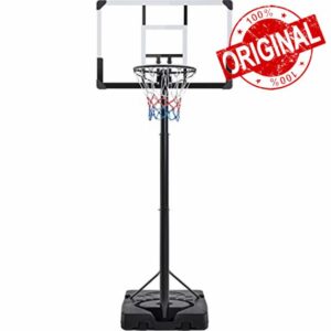 Yaheetech Basketball Hoop Net Set 10ft Height Adjustable Basketball Backboard Stand System 2.28M-3.03M with 2 Wheels & 44 Inch Backboard for Teens