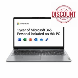 Lenovo IdeaPad 1 Laptop | 15-inch Full-HD (1080p) Display | Intel CeleronN4020 | 4 GB RAM | 128 GB SSD | Windows 11 Home S | Cloud Grey | Microsoft 365 Personal