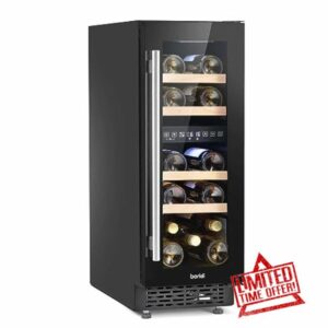 Baridi 17 Bottle Dual Zone Slim Built-In 30cm Wine Cooler