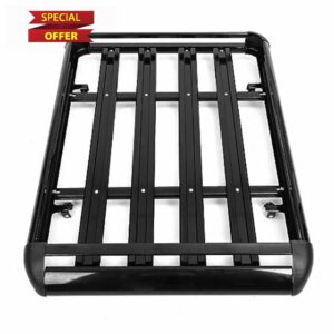 Holdfiturn Roof Rack Basket Tray Luggage Cargo Carrier with Bars & Wind Fairing Rooftop Luggage Holder Aluminium 127Cm for Car SUV Truck