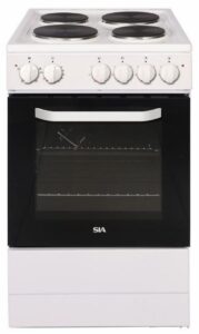 50cm White Electric Cooker With 4 Zone Plate Hob
