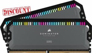 CORSAIR DOMINATOR PLATINUM RGB DDR5 RAM 32GB (2x16GB) 6000MHz CL30 AMD EXPO iCUE Compatible Computer Memory - Grey (CMT32GX5M2B6000Z30K)