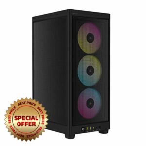 Corsair iCUE 2000D RGB AIRFLOW Mini-ITX PC Case - Mini-ITX Form-Factor - Steel Mesh Panels - Three-Slot GPU Support - 3x AF120 RGB SLIM Fans Included - iCUE Lighting Node CORE Controller - Black