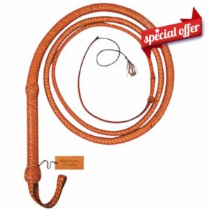 Bantoro Crafts Leather Bullwhip 4 to 24 feet / 1.2 to 7.3 meter Length in 16 plaits braids Kangaroo hide Brown Tan Equestrian