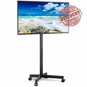 RFIVER Mobile TV Stand on Wheels for 23-55inch LCD LED Flat/Curved Screen TVs