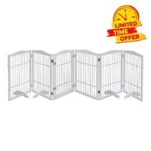 The Fellie Wooden Freestanding Dog Gate with Support Feet