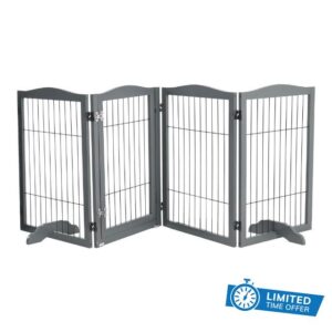 The Fellie Wooden Freestanding Dog Gate with Support Feet