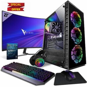 Vibox VIII-86 Gaming PC - 27" 165Hz Curved Monitor Bundle - Intel i9 11900KF Processor - Nvidia RTX 4060 Ti 8GB Graphics Card - 32GB RAM - 1TB NVMe SSD - 700W PSU - Windows 11 - WiFi
