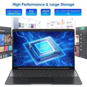 256GB SSD 8GB DDR4 Windows 11 Laptop Computer with Intel J4105 Quad Core Processor