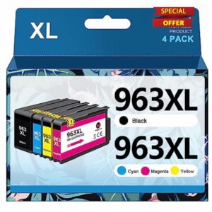963XL Remanufactured Ink Cartridges Multipack Replacement for HP 963 963 XL for HP Officejet Pro 9010 Ink Cartridges for OfficeJet Pro 9020 9012 9013 9014 9018 9019 9022 (Black Cyan Magenta Yellow)