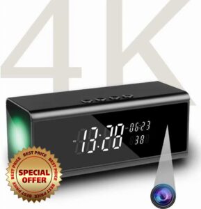 SRIKEKL Hidden Spy Camera Alarm Clock with Bluetooth Speaker