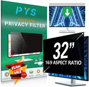 PYS 32 Inch Privacy Screen for 16:9 Widescreen Computer Monitor - Easy Removable Screen Filter Shield - Anti Glare & Blue Light - Anti Scratch Protector Film for Data Security