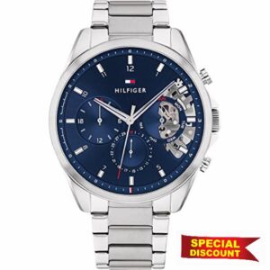 Tommy Hilfiger Analogue Multifunction Quartz Watch for Men with Silver Stainless Steel Bracelet - 1710448