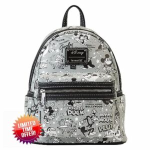 Loungefly Walt Disney 100th Black & White Mickey & FrienDemon Slayer Mini Backpack - Mickey Mouse - Amazon Exclusive - Cute Collectable Bag - Gift Idea - Official Merchandise - for Boys