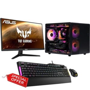 Veno Scorp Gaming PC 24" Monitor Bundle AMD Ryzen 5 5500 3.6GHz NVIDIA RTX 3050 8GB Corsair 16GB 3200MHZ Ram 1TB NVME SSD - 750W 80+ PSU-WINDOWS 11 - Cybus Case