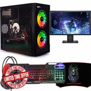 Veno Scorp Budget Gaming PC 22&rdquo; 4in1 Bundle Intel Core i3-8GB RAM - 500GB HDD &ndash; GT 710 2GB NOVA ARGB Gaming Case - WINDOWS 1