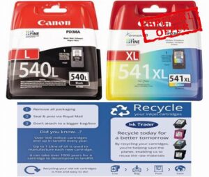 Canon PG-540 L & CL-541 XL Genuine Ink Cartridges For Pixma Printers & & Freepost Recycling Pack