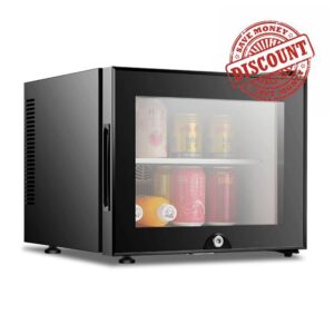 WaTsKY Mini Fridge Glass Door Soda Beer Wine Stainless Steel Low Noise Energy Saving Glass Door With Lock Fridge