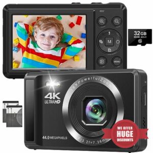 Digital Camera 4k 44MP Vlogging Camera with 16X Digital Zoom & Autofocus