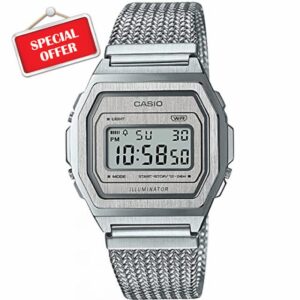 Casio Unisex's Lithium Quartz Watch with Stainless Steel Strap A1000MA-7EF