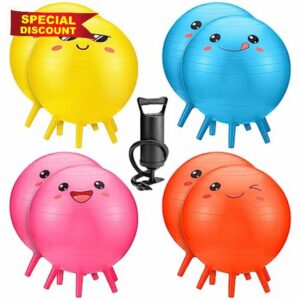 Chitidr 8 Pcs 18 Inch Kids Chair Ball Flexible Seating Classroom Kids Yoga Ball Chair with Alternative Seating Desk Ball for Elementary Students Balance Sitting Wiggle Bounce Child Daycare Exercise