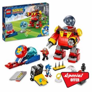 LEGO 76993 Sonic the Hedgehog Sonic vs. Dr. Eggman's Death Egg Robot Toy for Kids with Sonic’s Speed Sphere and Launcher Plus 6 Characters
