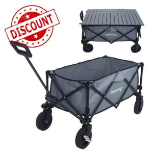 Rainberg Folding Trolley on Wheels & Table on Top Cart with Adjustable Handle & Cover Bag