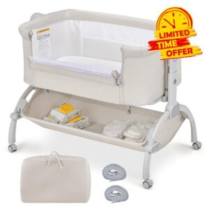 COSTWAY 3-in-1 Baby Bedside Crib