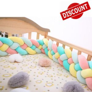 EvikOo 4 Shares Braided Cot Bumper Cushion Soft Knot Pillow Cot