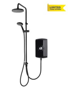 Triton Showers GEAMDU93 Amore DuElec | Shower Electric | 9.5KW | Black Gloss I Electrical Showers | With Showerhead and Anti Twist Hose | Rainfall Shower Head | For Bathrooms