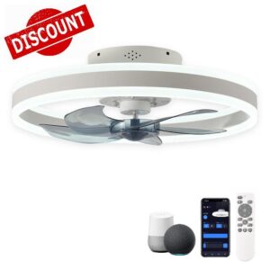 CHANFOK 20'' Smart Ceiling Fans With Lights Compatible with Alexa and Google Assistant
