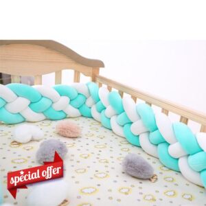 EvikOo 4 Shares Braided Cot Bumper Cushion Soft Knot Pillow Cot