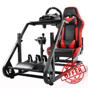Anman Racing Simulator Cockpit-A37 fit for Logitech G25/27/29/920/923 Thrustmaster T80 T150 T248 Steering Wheel Stand with Seat Gifts for Game Lovers without Wheel Pedal and Handbrake