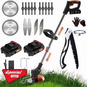 Strimmer Cordless 24V Battery Strimmer Lawn Edger with 2PCS 3.0Ah Batteries and Charger